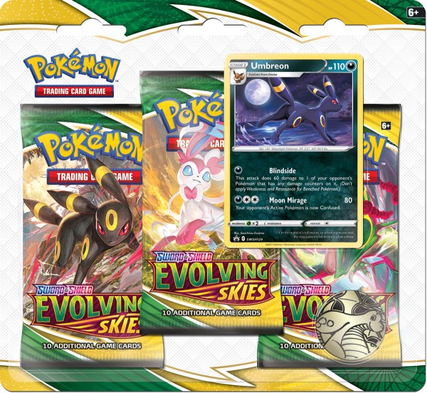 3 Pack Blister: Umbreon Pokémon Card from Pokemon Evolving Skies Set 
